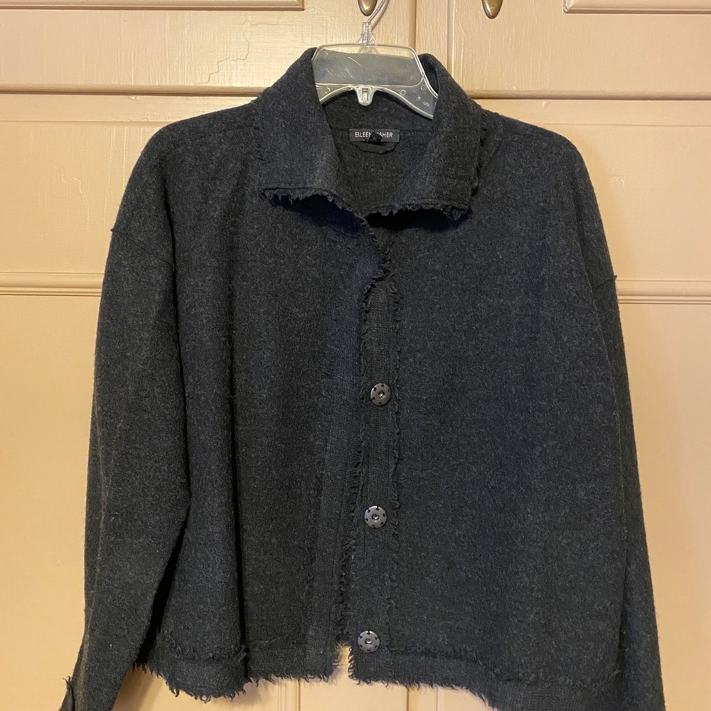 Eileen Fisher Wool Fringed Jacket